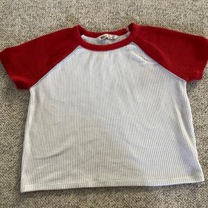 SO Red & White mid drift top